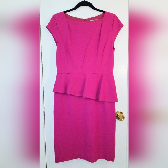 Classiques Entier size12 Hot Pink Peplum Midi Dress. A beautiful Nordstrom brand - Picture 10 of 11